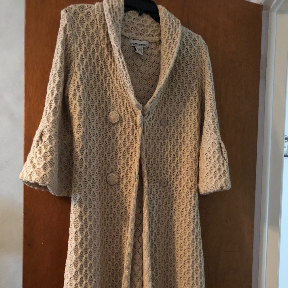 Sweater Project long beige sweater with glitter